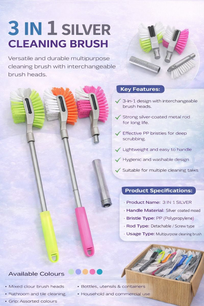 3 in 1 Silver Cleaning Brush