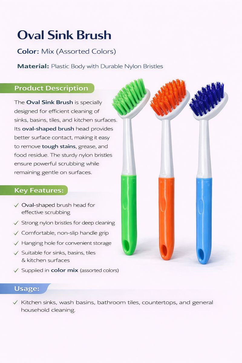 Krivan Oval Sink Brush for daily kitchen and bathroom cleaning needs