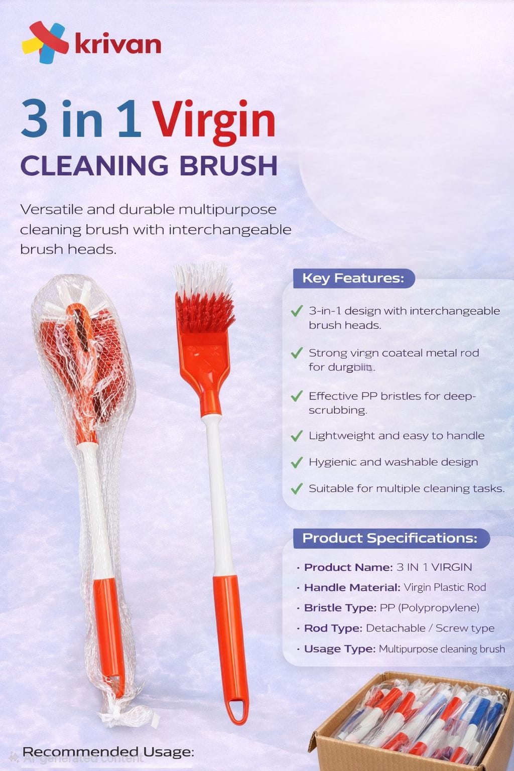3 in 1 Virgin Cleaning Brush
