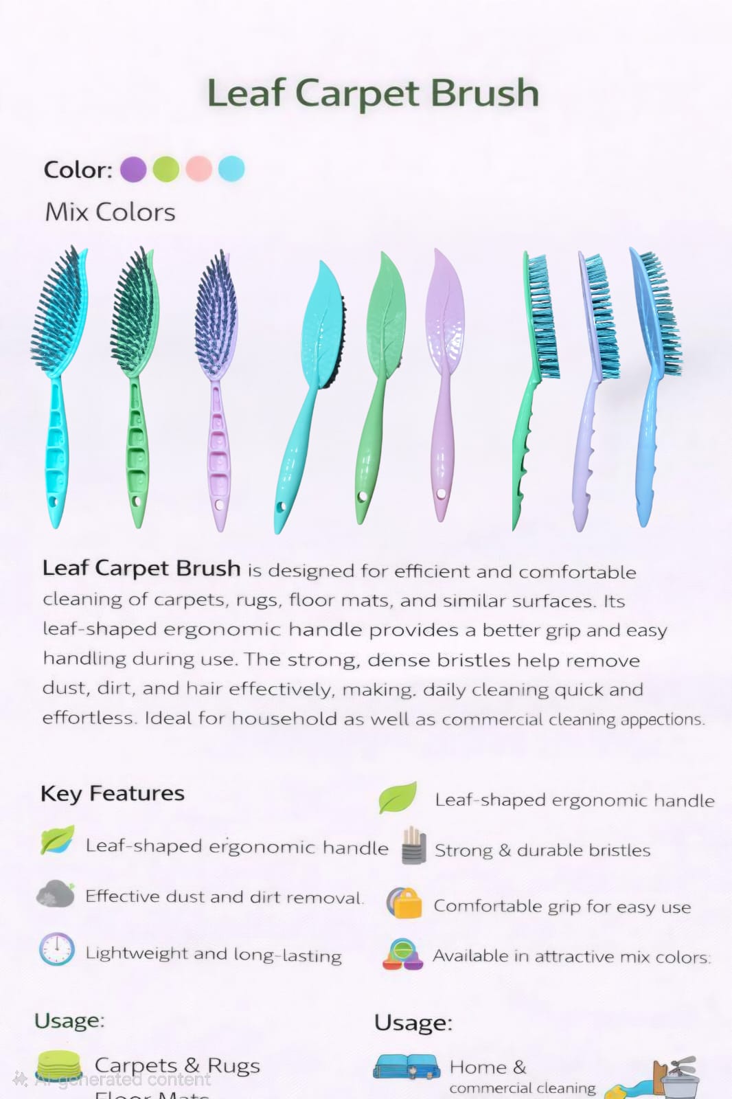 Krivan Leaf Handle Cleaning Carpet Brush for Carpets & Rugs