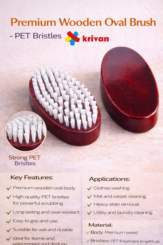 Premium Wooden Body Oval Brush – PET Bristles