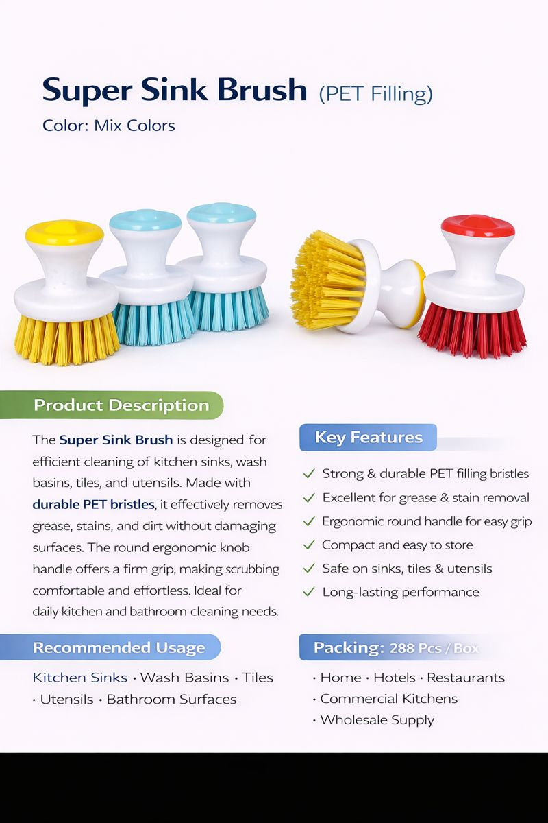 Krivan Super Sink Brush for Kitchen Sinks, Wash Basins, Tiles, Utensils, Bathroom Surfaces