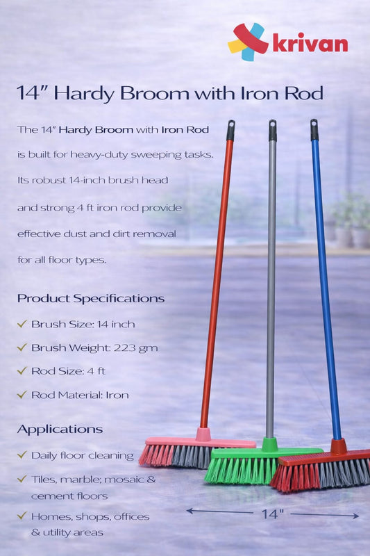 14"Hardy Broom with Iron Rod