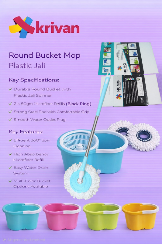 Round Bucket Mop – Plastic Jali