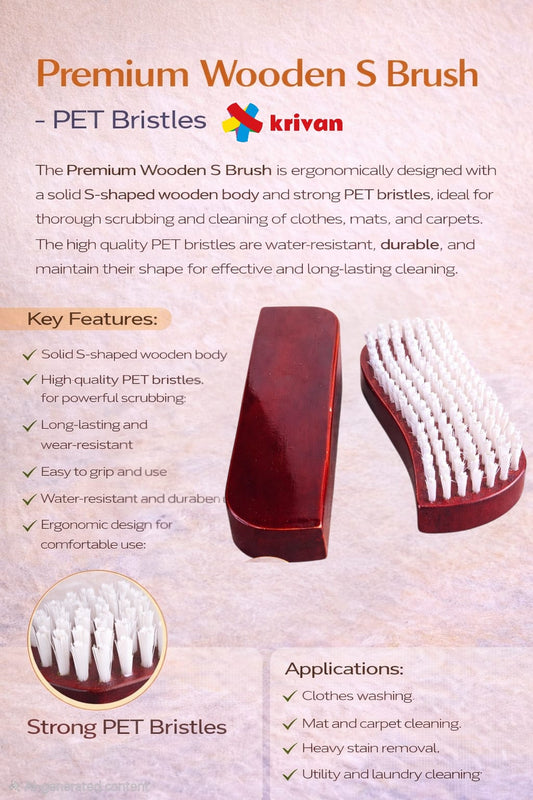 Premium Wooden Body S Brush – PET Bristles