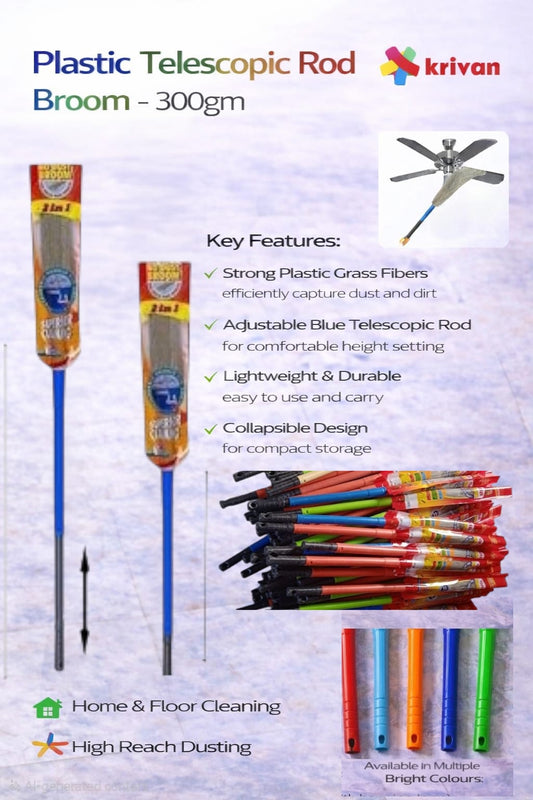 Plastic Telescopic Rod Broom – 300 gm