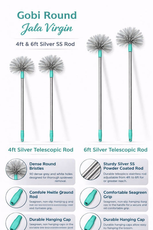 Krivan Gobi Jala/Cobweb Brush Stainless steel Rod  | Ceiling & Corner Dust Cleaning Brush (Copy)