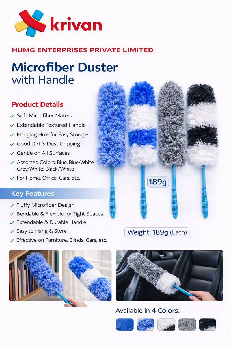 Krivan Microfiber Duster – Lightweight, Non-Slip & Washable