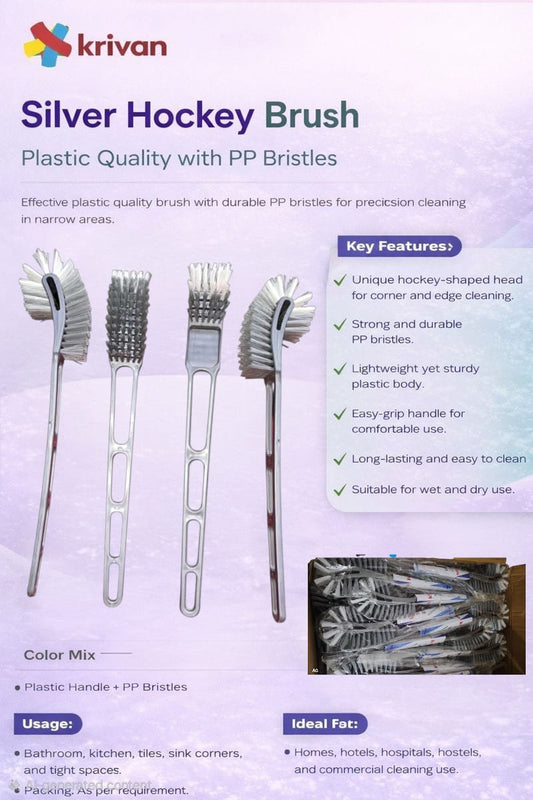 Silver Hockey Brush – Plastic Quality with PP Bristles