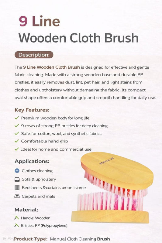 9 Line Wooden Cloth Brush