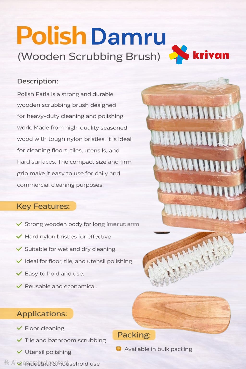 Polish Damru wooden Brush