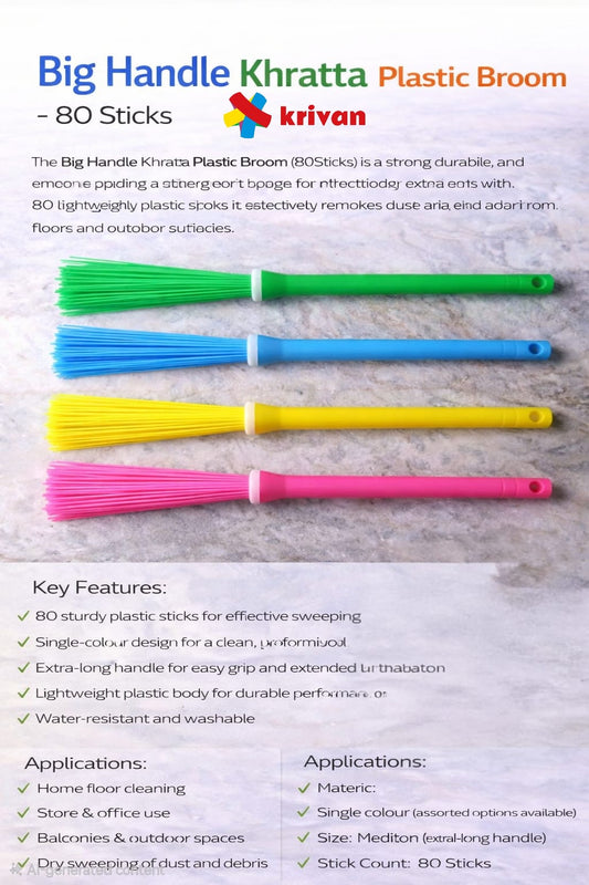 Big Handle Khratta Plastic Broom – 80 Sticks