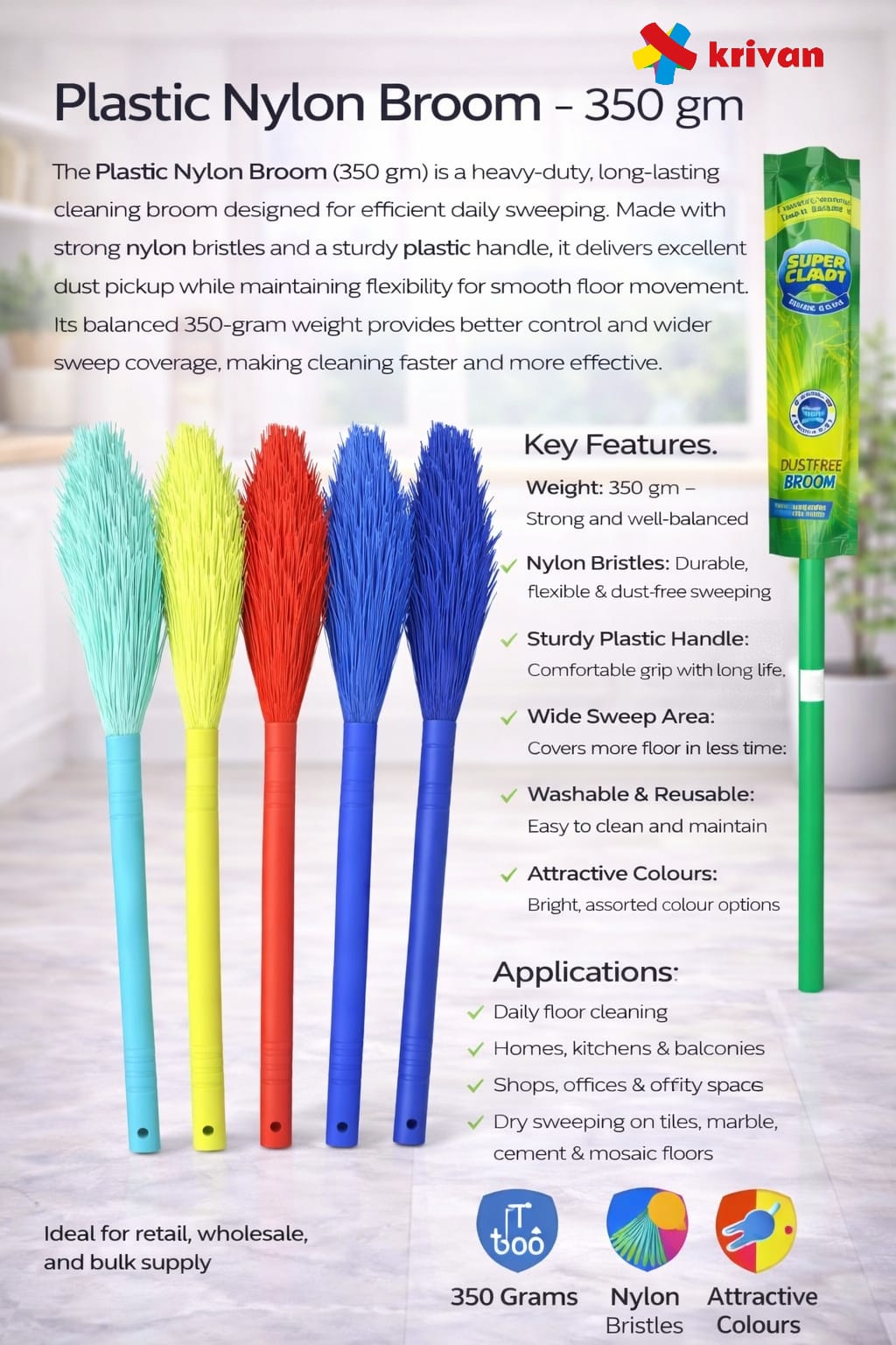 Plastic Nylon Broom – 350 gm