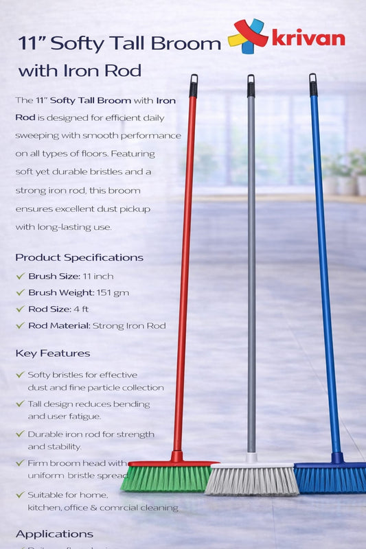 11" Softy Tall Broom with Iron Rod