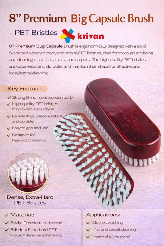 Premium Wooden Body 8" Long Capsule Brush – PET Bristles