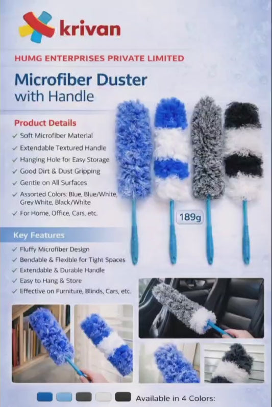 Krivan Microfiber Duster – Lightweight, Non-Slip & Washable