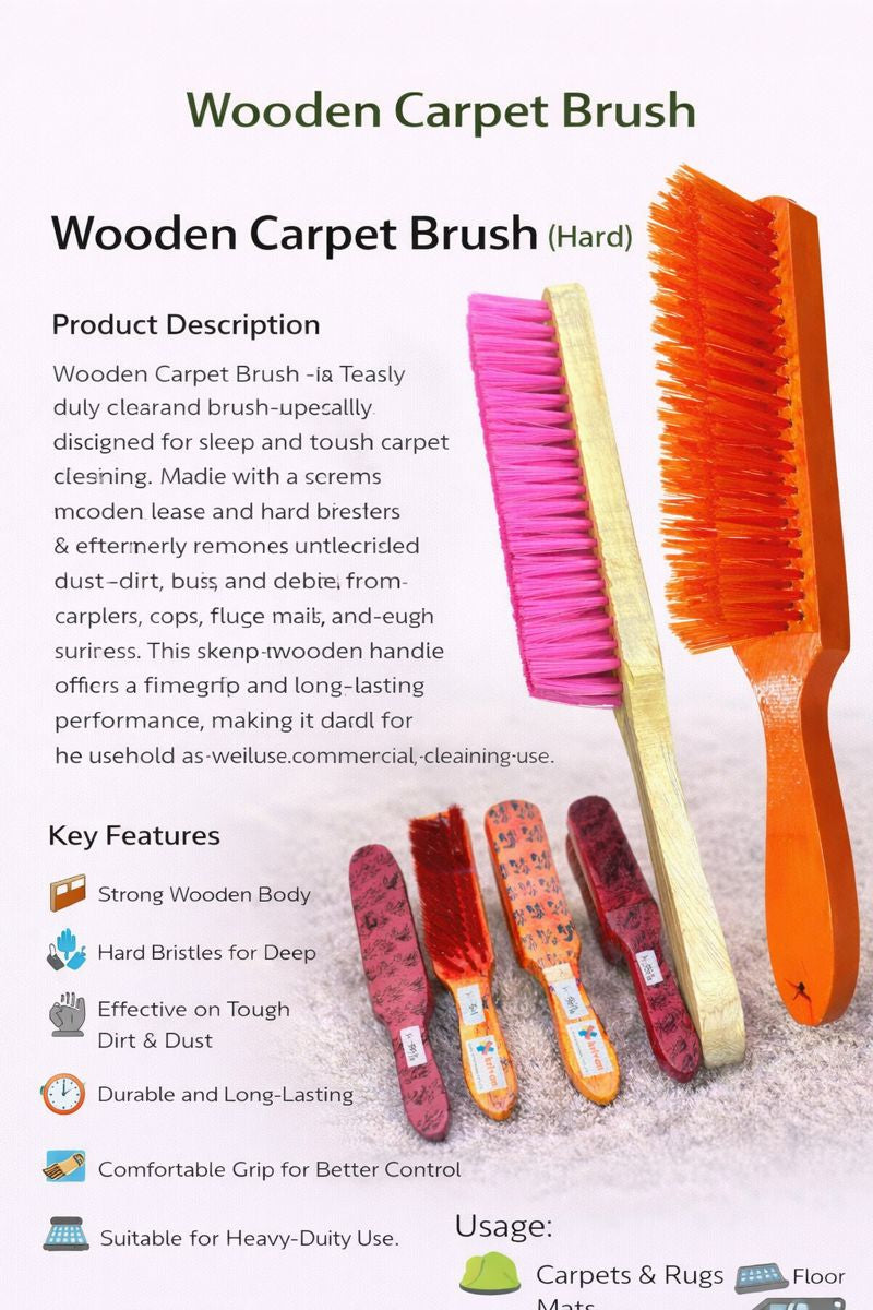 Krivan Wooden Carpet Brush for Commercial & household cleaning